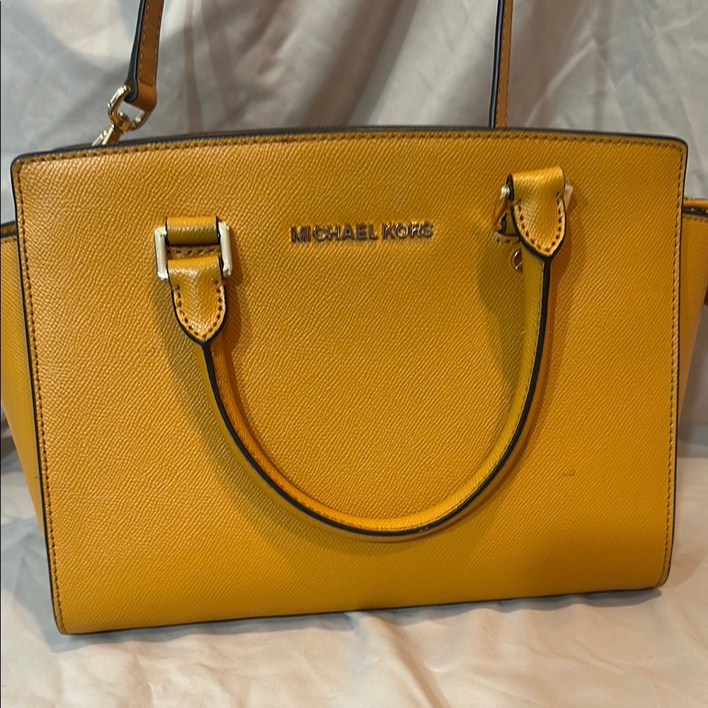 Michael Kors Yellow Satchel with Gold Hardware